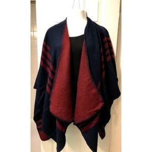 Apt. 9 Reversible Striped Ruana Wrap Sweater - NWT
